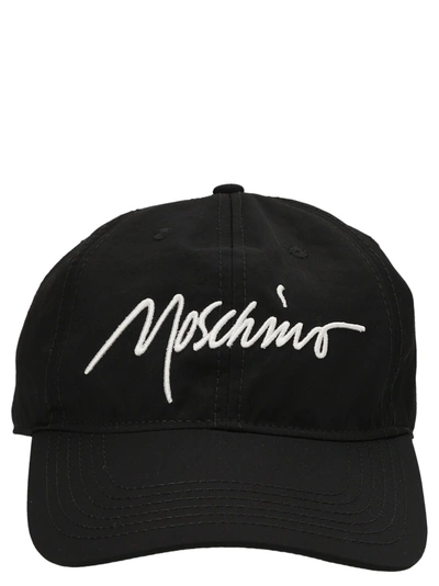 Shop Moschino Logo Embroidery Cap In Black
