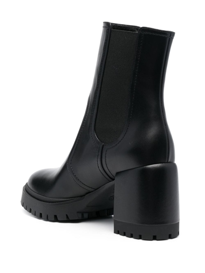 Casadei Nancy 75mm Block-heel Leather Boots In Schwarz