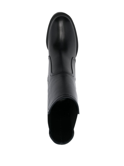 Casadei Nancy 75mm Block-heel Leather Boots In Schwarz