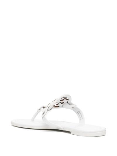 Shop Tory Burch Miller Cut-out Leather Flip-flops In Weiss