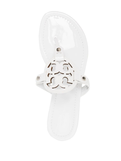 Shop Tory Burch Miller Cut-out Leather Flip-flops In Weiss
