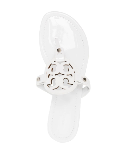 Tory Burch Miller Cut-out Leather Flip-flops In Weiss