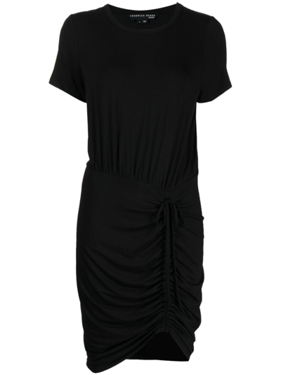 Veronica Beard Hannock Ruched Jersey Minidress In Schwarz