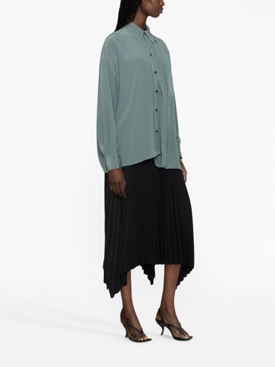 Shop Victoria Beckham Double-layered Silk Shirt In Grün