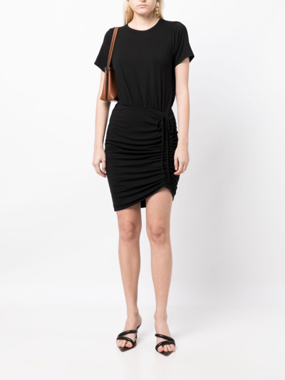 Veronica Beard Hannock Ruched Jersey Minidress In Schwarz