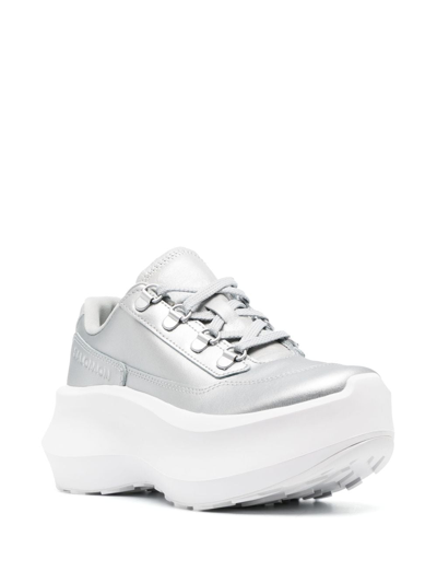 Shop Comme Des Garçons 70mm Platform Lace-up Sneakers In Silber
