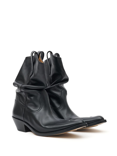Maison Margiela Tabi Split-toe Leather Western Boots In Black