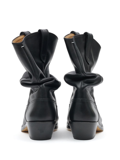 Maison Margiela Tabi Split-toe Leather Western Boots In Black