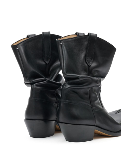 Maison Margiela Tabi Split-toe Leather Western Boots In Black