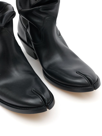 Maison Margiela Tabi Split-toe Leather Western Boots In Black