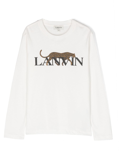 Shop Lanvin Enfant Logo-print Cotton Sweatshirt In White