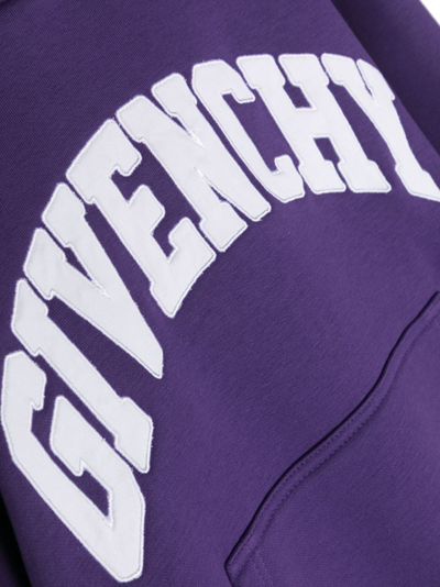 Shop Givenchy Logo-appliqué Fleece Hoodie In Purple