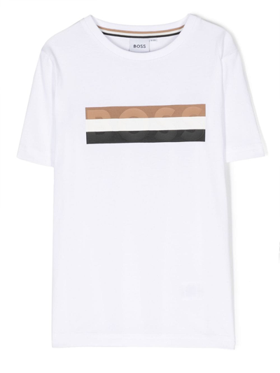 Shop Bosswear Logo Stripe-print T-shirt In White