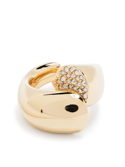 Shop Lanvin Sequence Rhinestone-embellished Ring In Gold