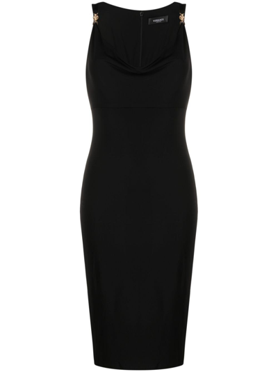 Versace Medusa-strap Corset-style Dress In Black