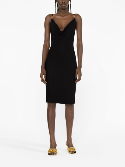 Versace Medusa-strap Corset-style Dress In Black