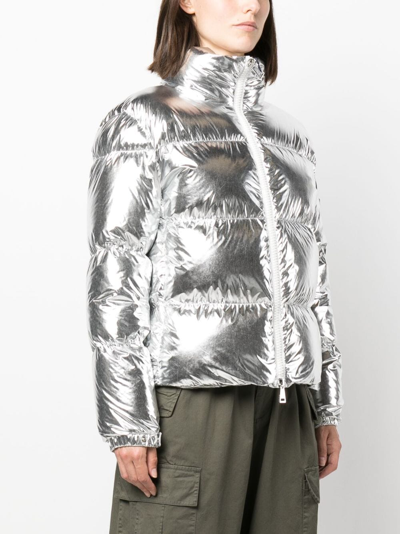 Shop Moncler Metallic-finish Puffer Jacket In Silber