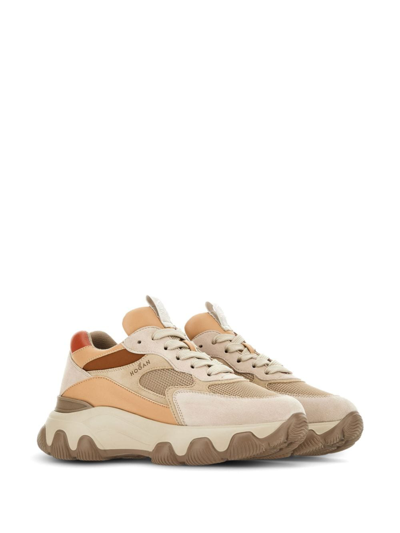 Shop Hogan Hyperactive Panelled Leather Sneakers In Nude