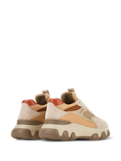 Shop Hogan Hyperactive Panelled Leather Sneakers In Nude