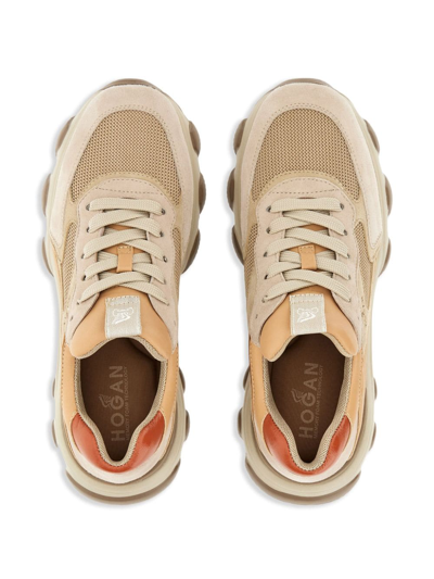 Shop Hogan Hyperactive Panelled Leather Sneakers In Nude