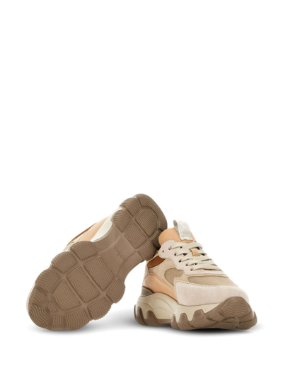 Shop Hogan Hyperactive Panelled Leather Sneakers In Nude