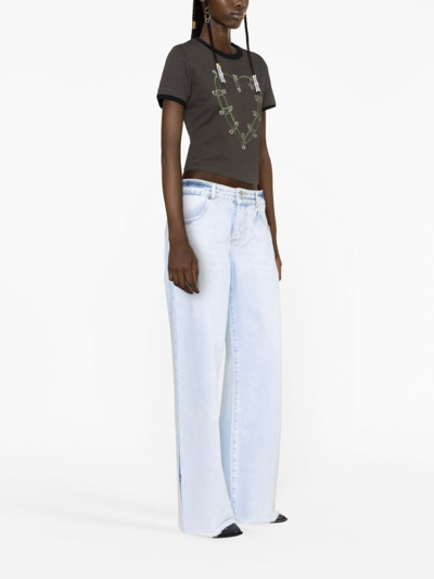 Shop Retroféte Lorena Low-rise Wide-leg Jeans In Blau