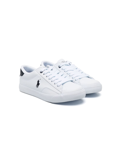 Shop Ralph Lauren Polo Pony Lace-up Sneakers In White