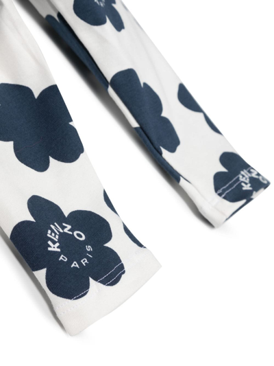 Shop Kenzo Floral-print Cotton Leggings In White