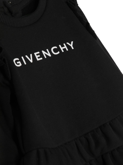 Shop Givenchy Logo-print Long-sleeved Dress In Black