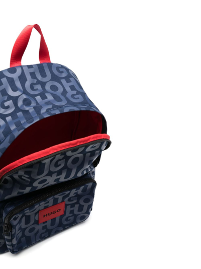 Shop Hugo Logo-print Backpack In Blue