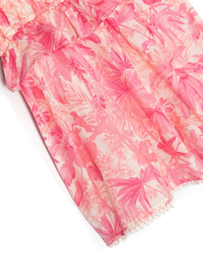 Shop Zimmermann Botanical-print Sleeveless Cotton Playsuit In Pink