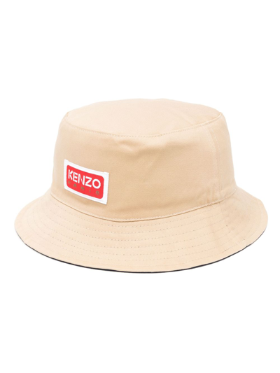 Shop Kenzo Logo-print Reversible Bucket Hat In Blue