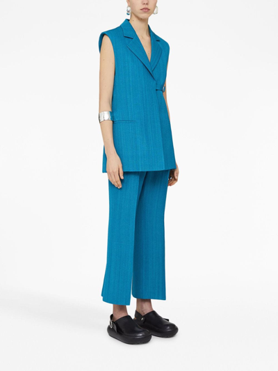 Shop Jil Sander Sleeveless Belted Blazer In Blue