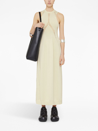 Shop Jil Sander Cut-out Sleeveless Midi Dress In Neutrals