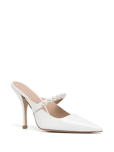 Shop Stuart Weitzman Goldie 100mm Pointed-toe Mules In White
