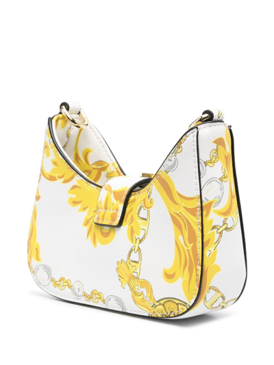 Shop Versace Jeans Couture Baroque-print Logo-buckle Shoulder Bag In White