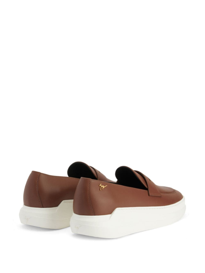 Shop Giuseppe Zanotti New Conley Leather Loafers In Brown