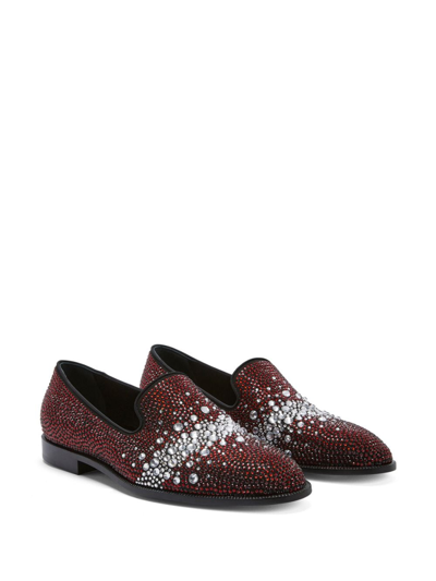 Shop Giuseppe Zanotti Marthinique Crystal-embellished Loafers In Red