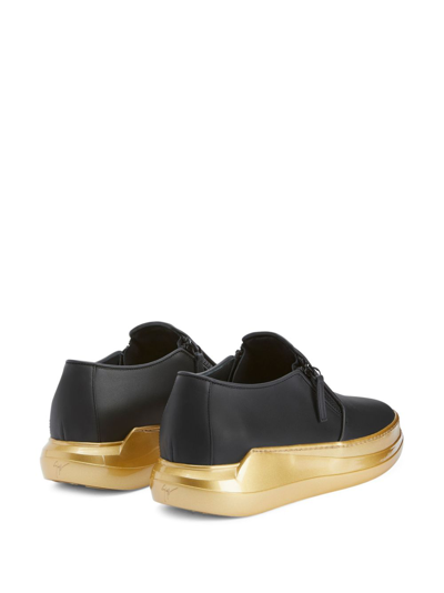Shop Giuseppe Zanotti Conley Zip-up Leather Loafers In Black