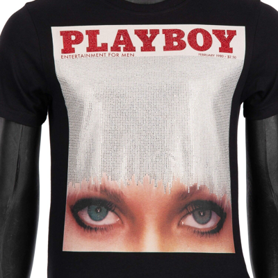 Pre-owned Philipp Plein X Playboy Iconic Eyes Print T-shirt Mit Kristallen Schwarz 08399