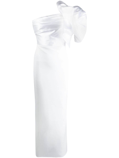Shop Solace London Selia One-shoulder Maxi Dress In White