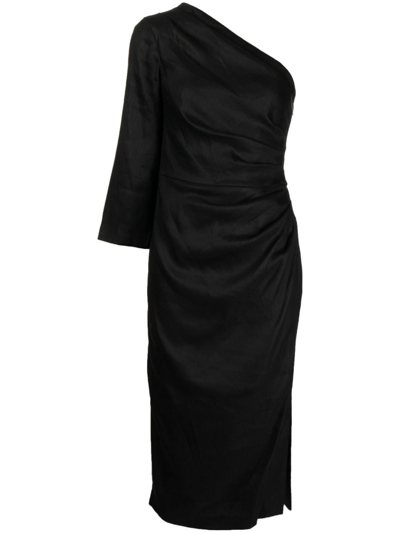 Shop Veronica Beard Patsy Asymmetric Dress In Black