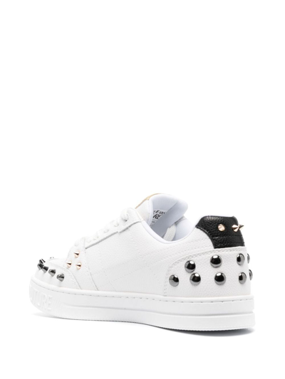 Shop Versace Jeans Couture Spiked Stud-design Leather Sneakers In White