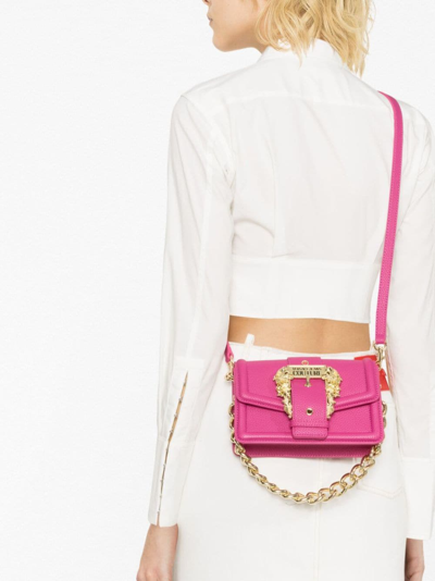 Versace Jeans Couture Baroque-buckle Shoulder Bag In Pink