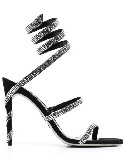Shop René Caovilla 115mm Crystal-embellished Sandals In Black