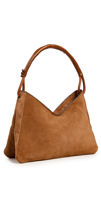 Staud Logo-print Suede Tote Bag In Tan