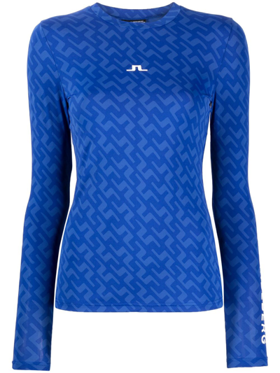 J. Lindeberg Logo-print Compression Top In Blue