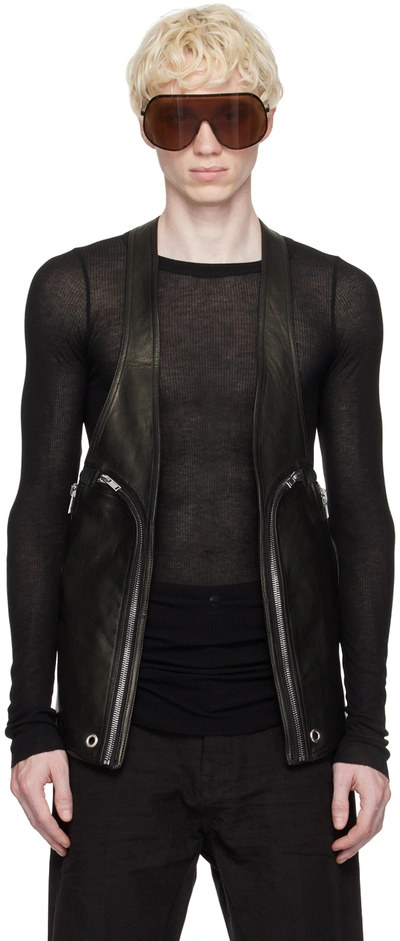 Shop Rick Owens Black Bauhaus Leather Vest In 09 Black