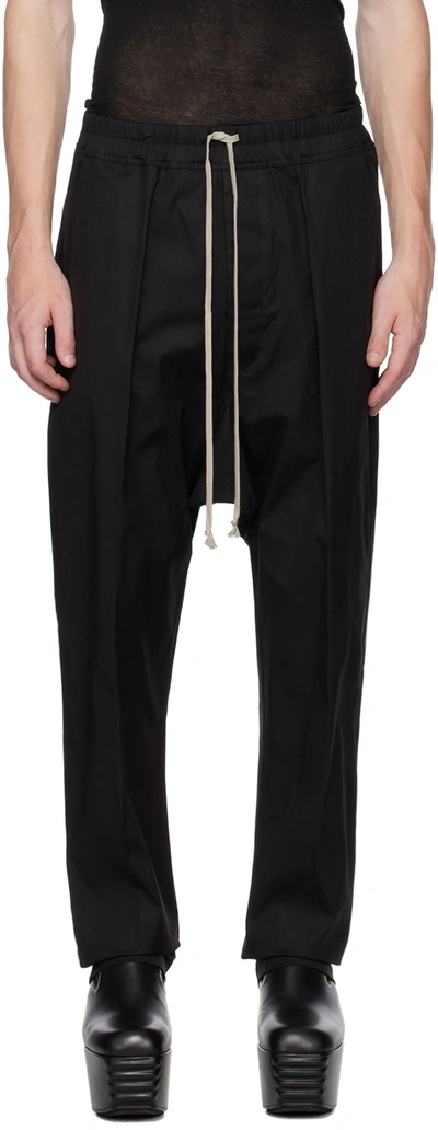 Shop Rick Owens Black Drawstring Long Trousers In 09 Black