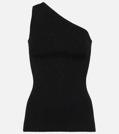 Shop Totême One-shoulder Jersey Top In Black